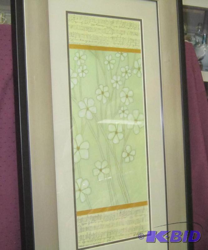 lot 409 image: Rectangle Picture Flowers and Music 17 12 x 30 by Wyatt - Black Frame