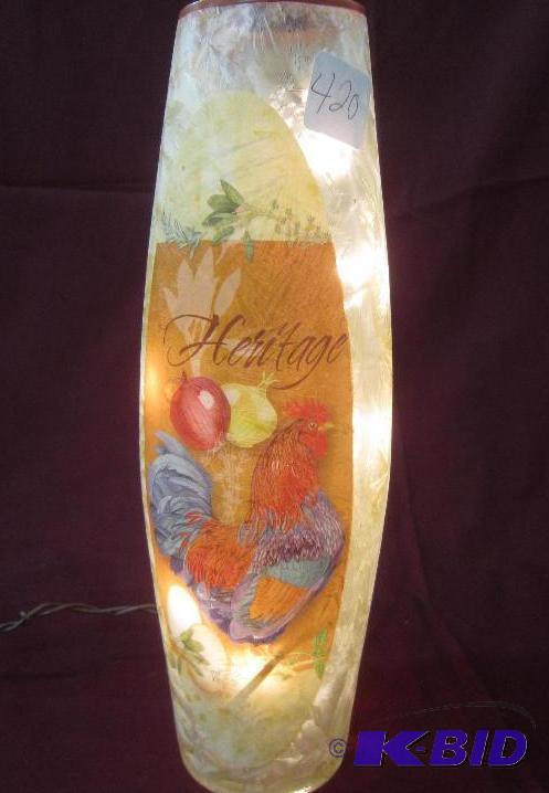 lot 420 image: 12 High Lighted Lamp with Rooster