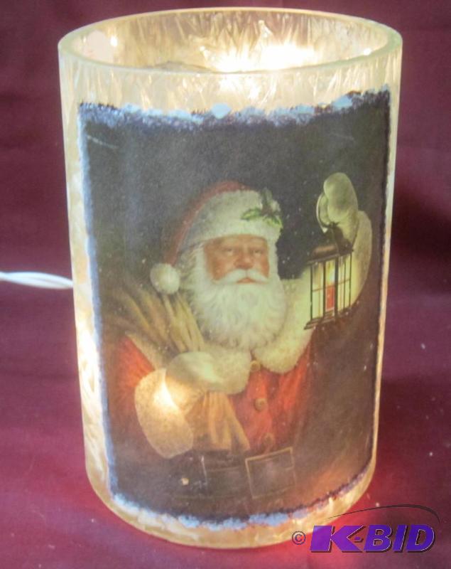 lot 497 image: NEW  6 High Lighted Electric Lamp with Santa with Lantern