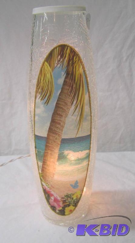 lot 558 image: NEW  12 High Lighted Electric Lamp with Beach Scene