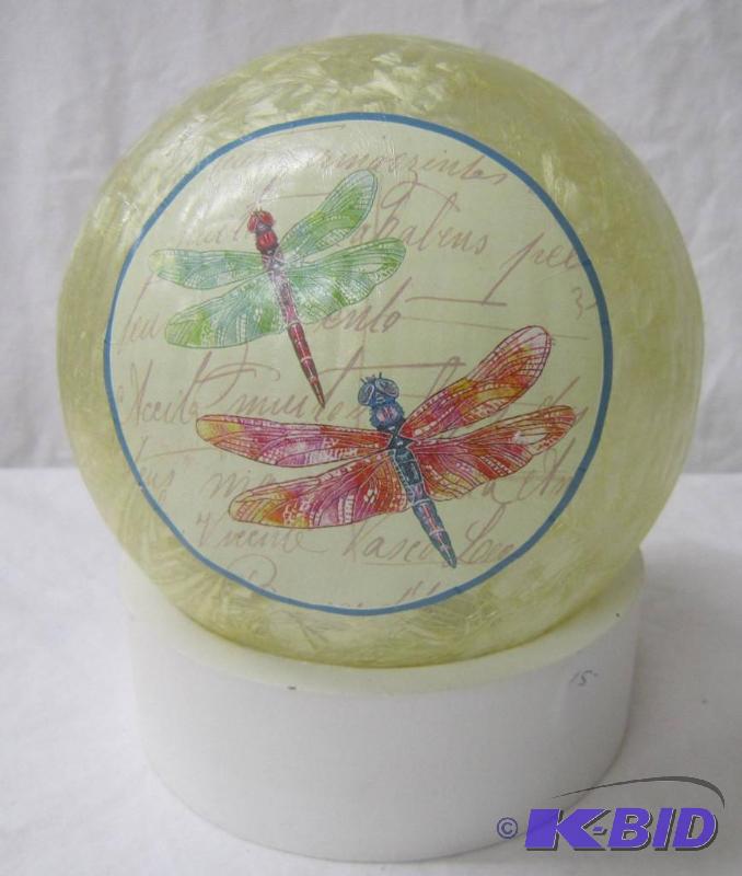 lot 566 image: NEW  7 High Lighted Battery Operated Lamp with Dragon Fly