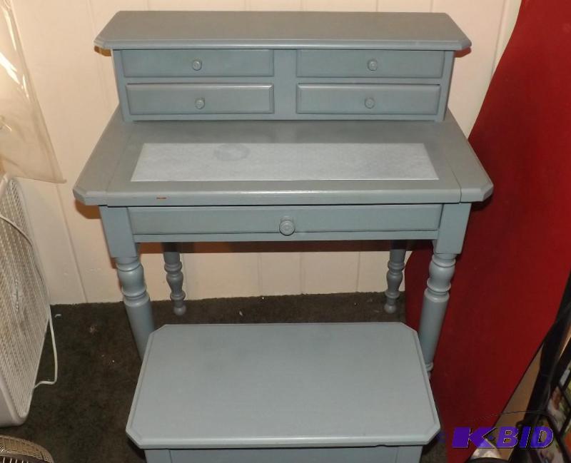 Small Desk and stool, writing surface slides ...