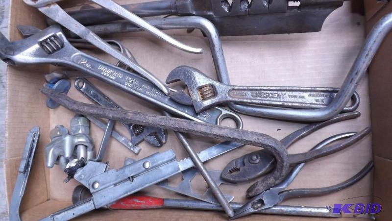 Lot of misc tools, Wrenches, Tap Handle, plie...