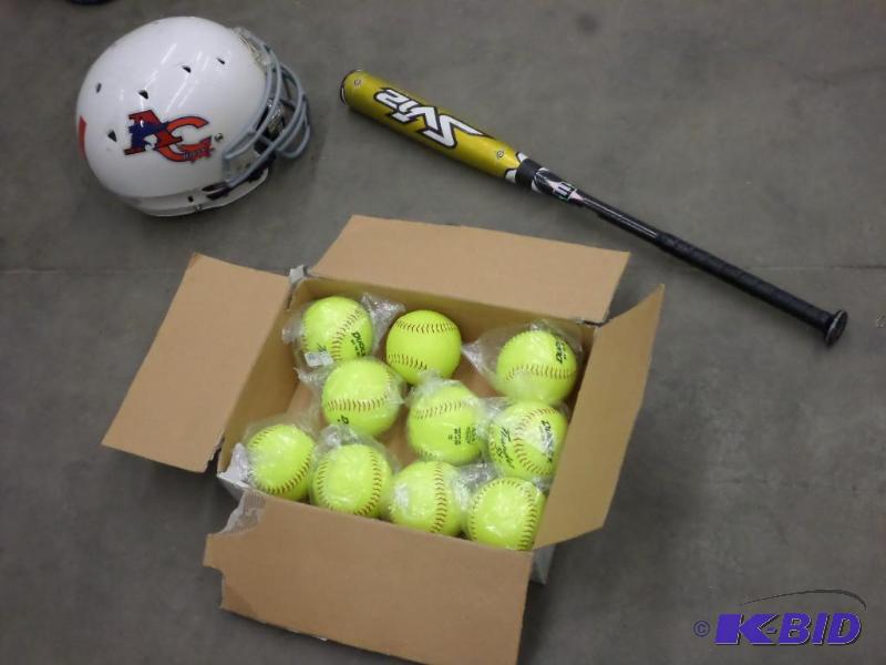 lot 101 image: Lot Of (10) New Softballs, (1) Bat, (1) Foot...