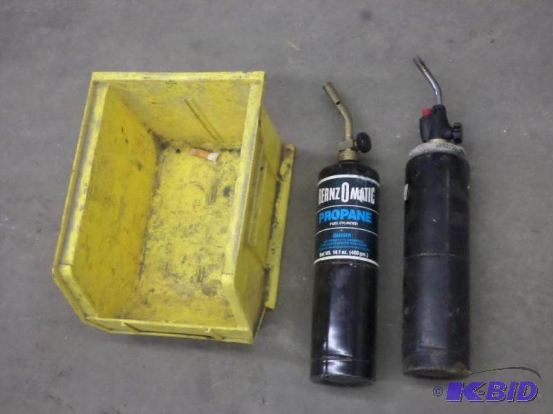 lot 17 image: (2) LP Torches & (1) Plastic Bin...