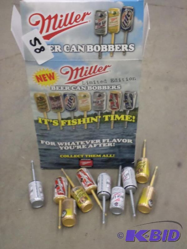 lot 58 image: Box Full Of Miller Beer Can Bobbers...