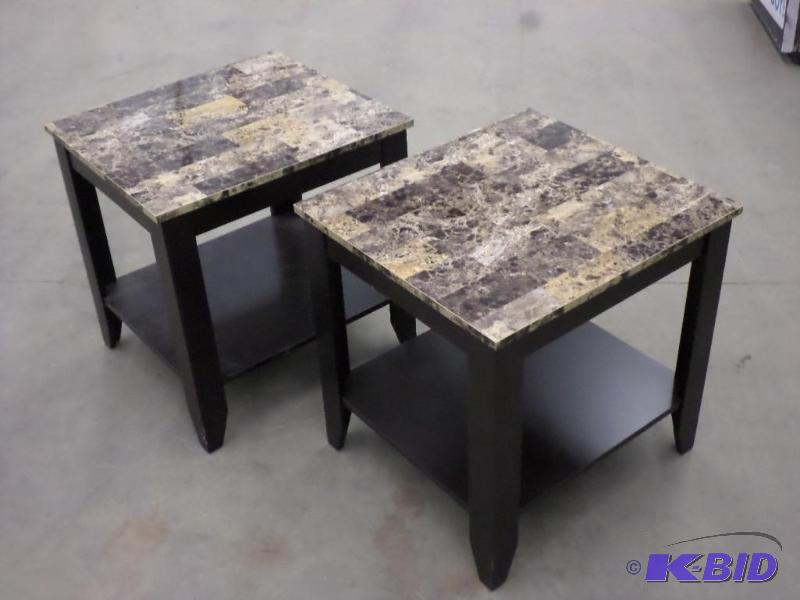 lot 73 image: (2) Wood Side Tables With Laminate Top...