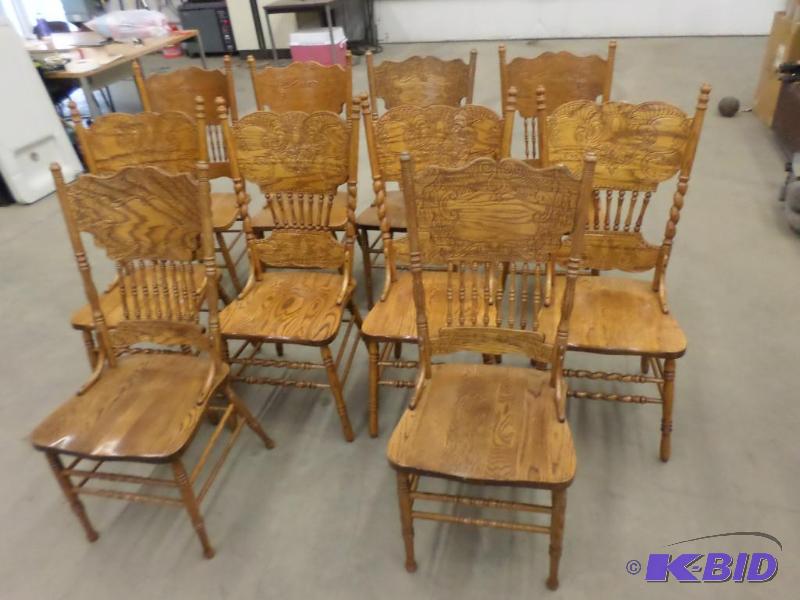 lot 85 image: (10) Vintage Carved Wood Dining Room Chairs, ...