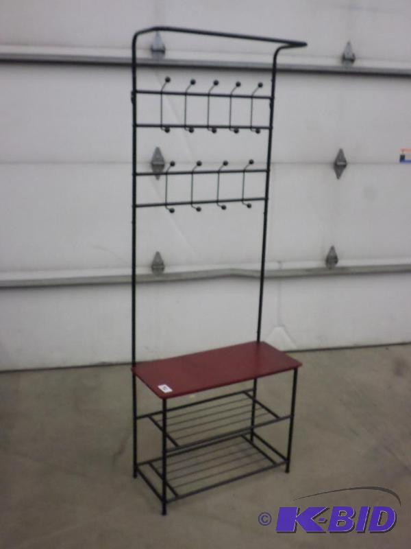 lot 92 image: 6ft Coat Rack Stand With Bench...
