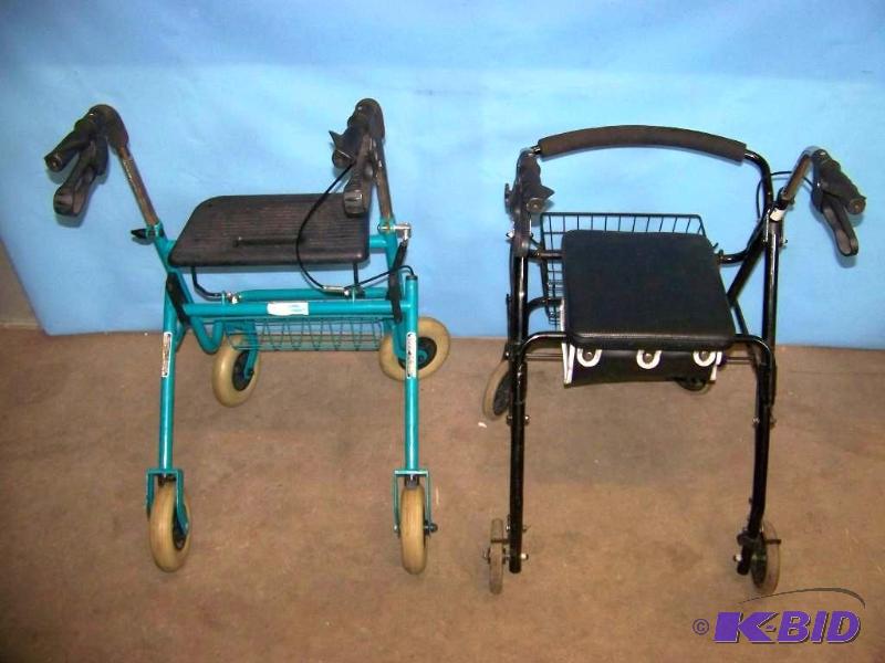 lot 51 image: (2) Disabled  Elderly  Injured Push Carts with Seat and Hand Brakes