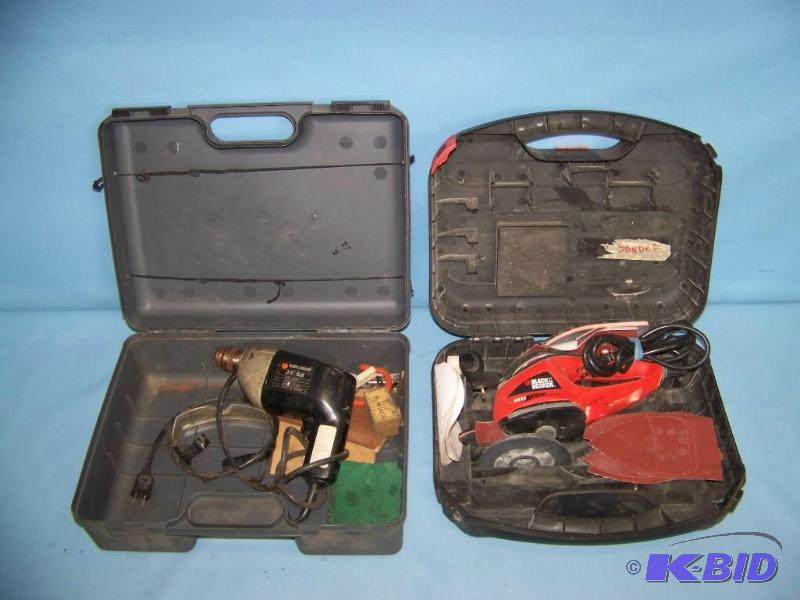lot 8 image: (1) Black and Decker, Sander  Polisher and (1) Black and Decker, 38 Drill in Cases