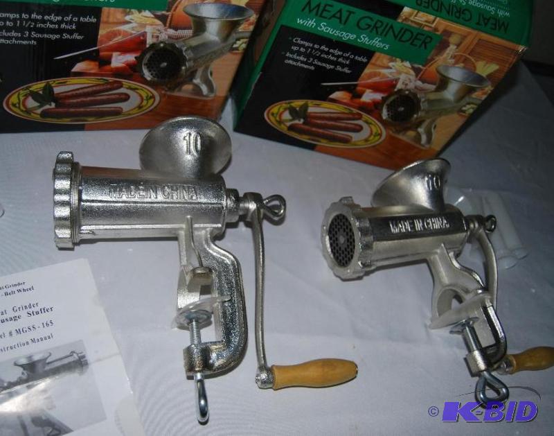 Pair of Stainless Steel Clamp On Meat Grinder...
