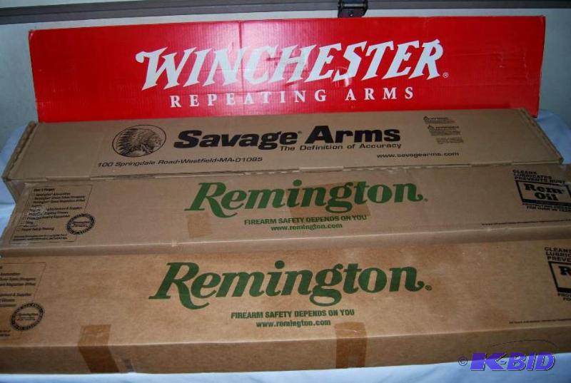 Lot of 4 Rifle Boxes w Packing, (1) Savage 2...