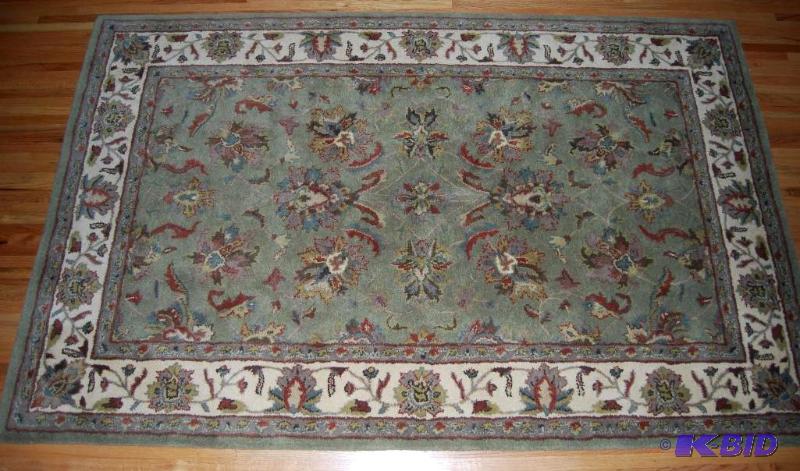 5x8 100% Wool Rug, cotton canvas backing, de...