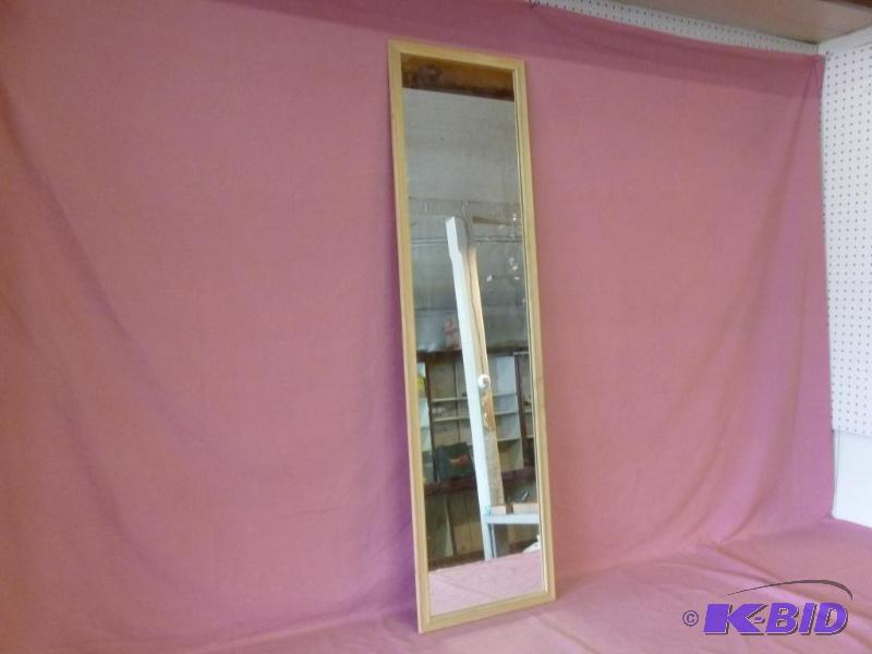 lot 135 image: Stanley wood framed mirror that measures 13 3...