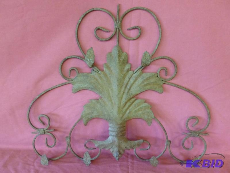 lot 136 image: Beautiful large wrought iron and cut metal wa...