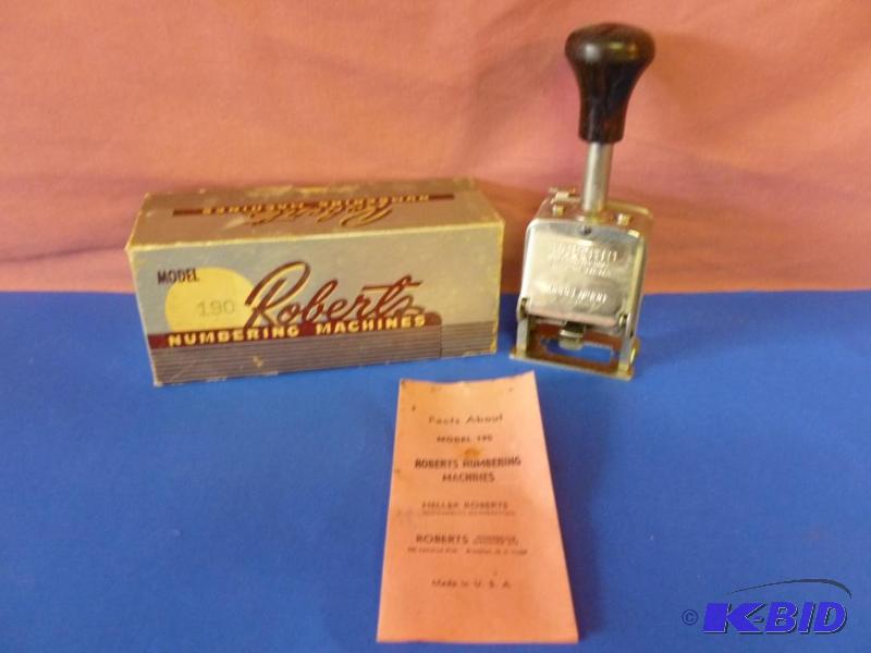 lot 23 image: Vintage Roberts numbering machines - hand sta...