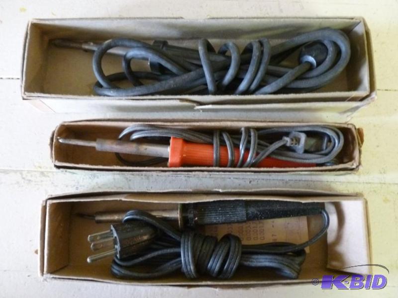 lot 25 image: Lot of three vintage wood burning irons. ...