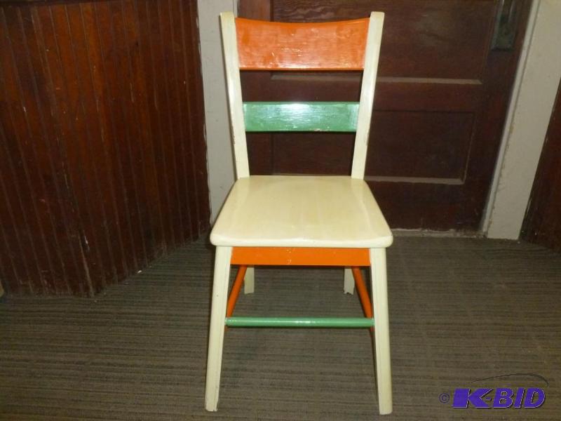 lot 61 image: Vintage wooden painted dining room chair that...