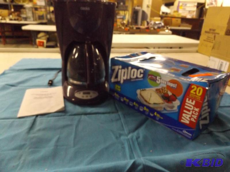lot 275 image: ziplock baggies, Cooks Coffee Maker...