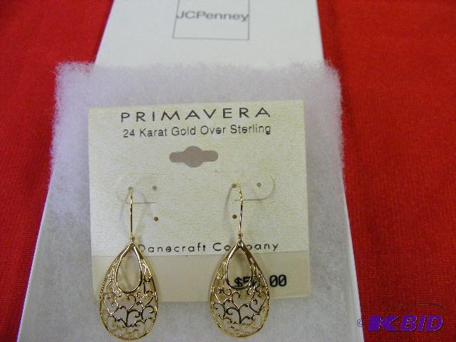 lot 291 image: Primavera 24K Over Sterling earrings...