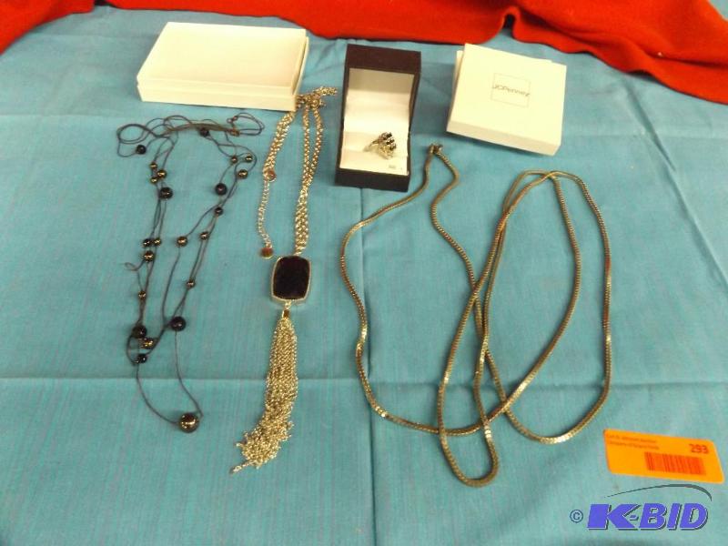 lot 293 image: Lot of necklaces and size 9 ring...