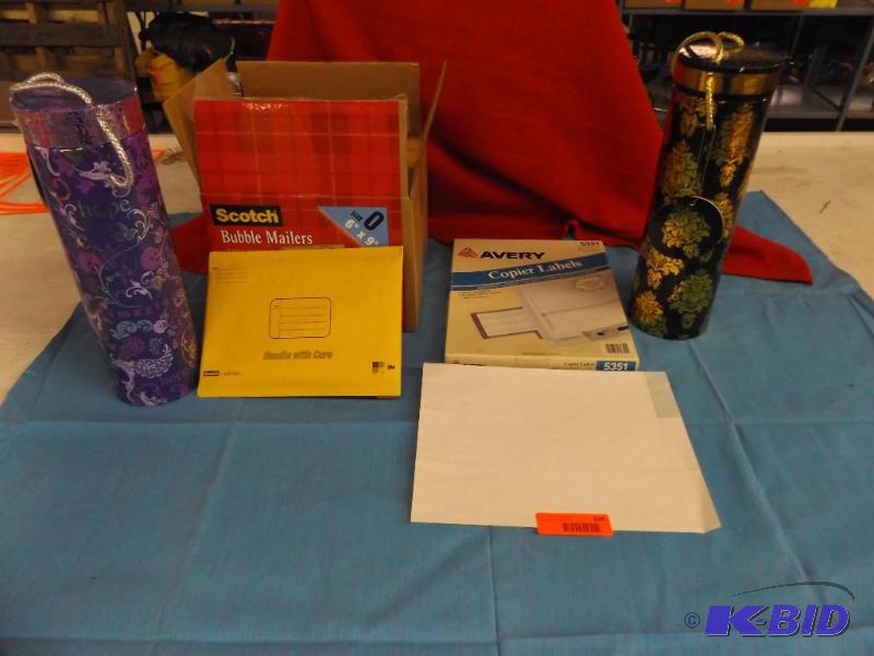 lot 296 image: Bubble Mailers, Copier Labels, 2 wine bottle ...