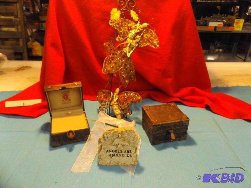 lot 86 image: 2 small trinket boxes, Angels are Among Us fa...
