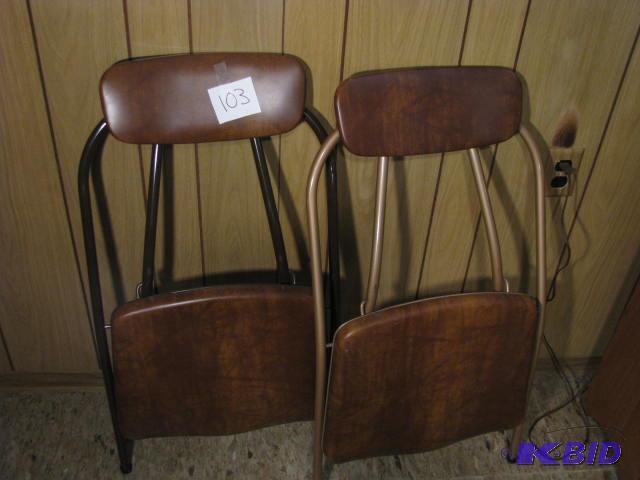 lot 103 image: two vintage folding chairs...