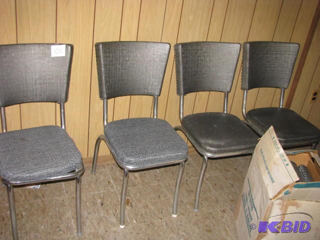 lot 106 image: four mid century chrome dining room chairs an...