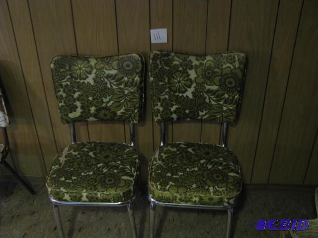 lot 111 image: two chrome mid century dining room chairs...