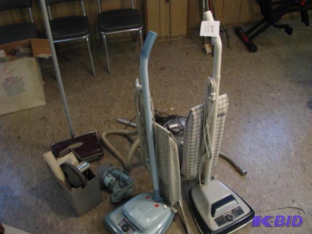 lot 118 image: vintage vacuums, upright, canister and hand h...