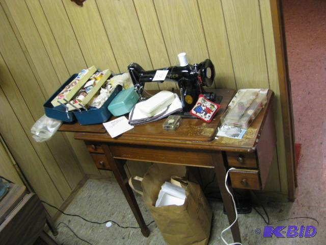 lot 121 image: singer sewing machine with all accessories sh...