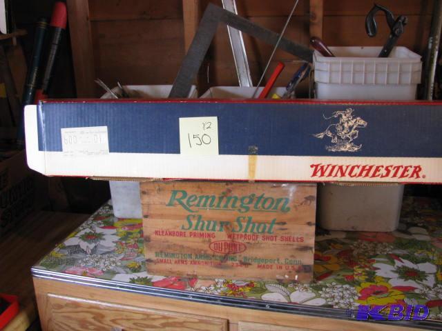 lot 150 image: wooden remington&nbspbox and cardboard winch...