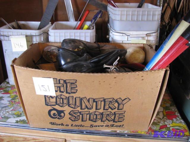 lot 151 image: vintage sport lot, plastic bats, baseball glo...