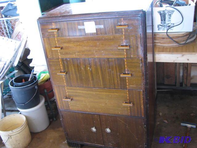 lot 155 image: vintage waterfall dresser with Bakelite handl...