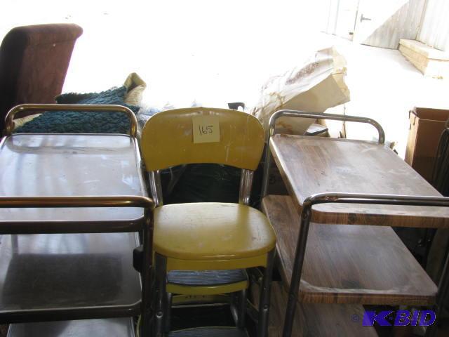 lot 165 image: two metal carts with wheels and one vintage c...