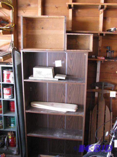 lot 172 image: shelf unit and contents including the wooden ...