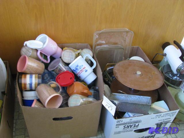 lot 31 image: Lot of vintage kitchen, with box full of misc...