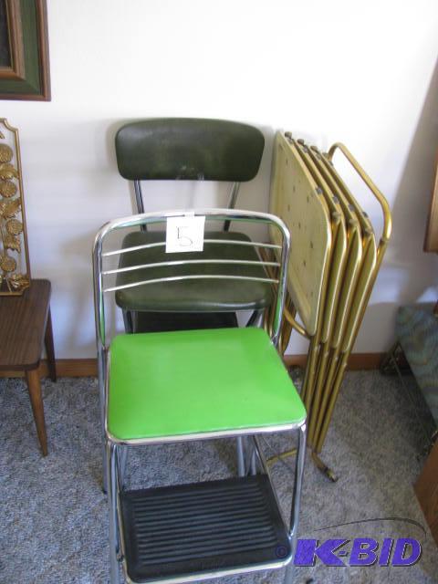 lot 5 image: (2) vintage seated&nbspstools and a set of (...