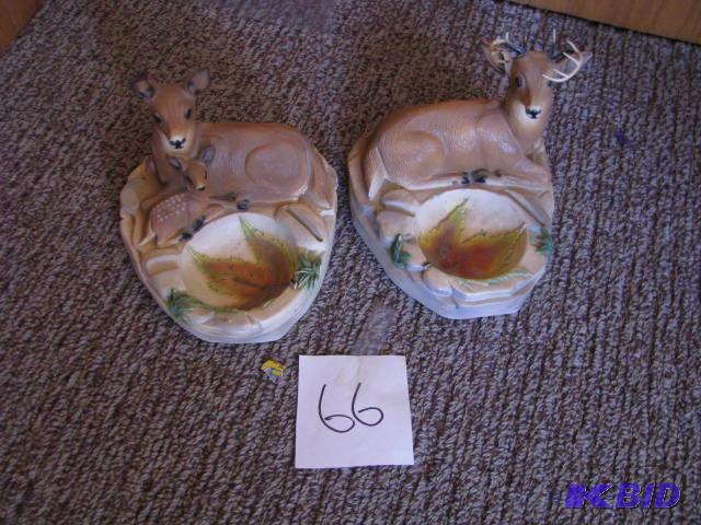 lot 66 image: Lot of (2) Mayer ceramic deer ash trays....