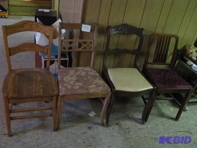 lot 75 image: four non matching vintage dining room chairs...