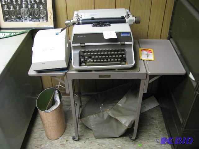 lot 86 image: vintage typewriter, metal drop leaf rolling t...
