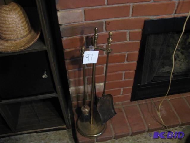 lot 97 image: fireplace tools with stand...