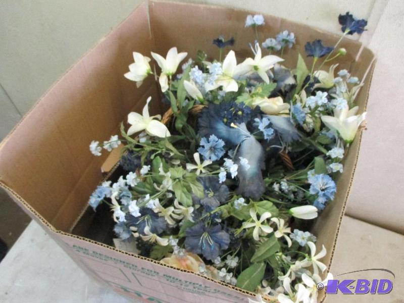 box of artificial flowers...