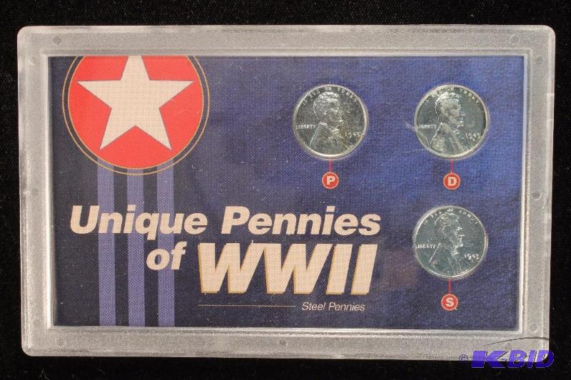 1943 STEEL CENT SET -1943 P D S LINCOLN WHEAT CENTS