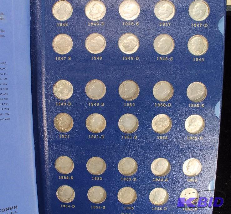 Roosevelt complete silver dime set 1946-1964 silver dimes in set 48