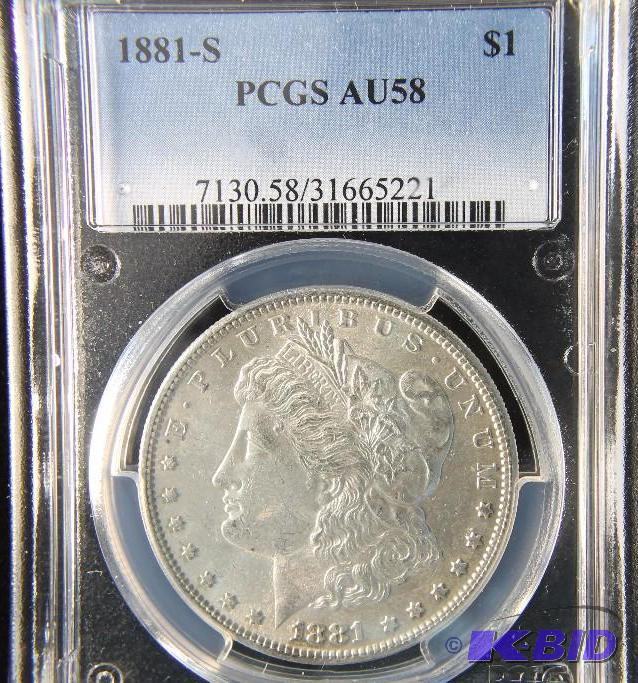 1881 S MORGAN DOLLAR PCGS AU-58