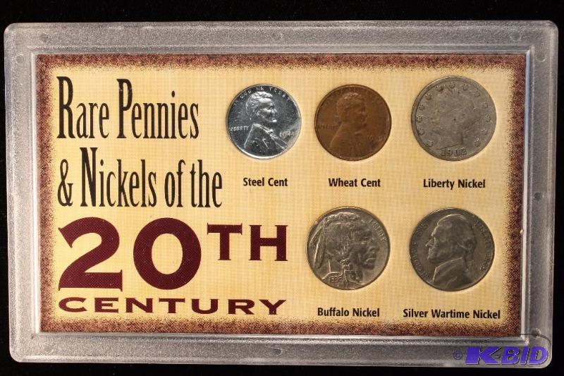 CENT NICKEL SET INCLUDES 1936 BUFFALO NICKEL VF  1945 P SILVER WAR NICKEL  MORE
