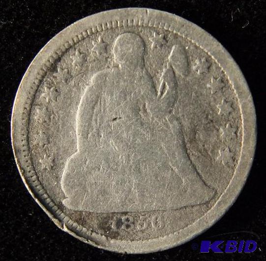 1856 SEATED LIBERTY SILVER DIME SMALL DATE